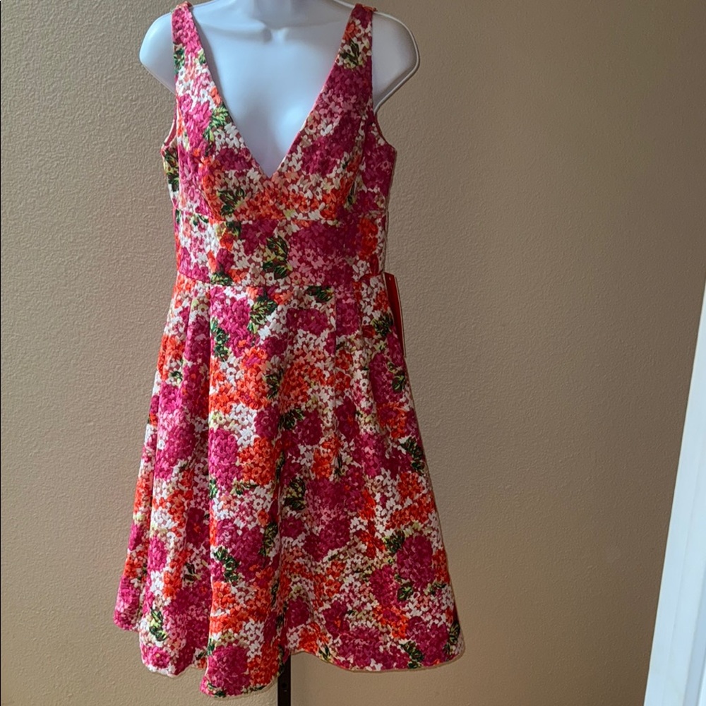 NWT $288 Monique Lhuillier Anthropologie Rose Floral Midi Dress Riona Size 8